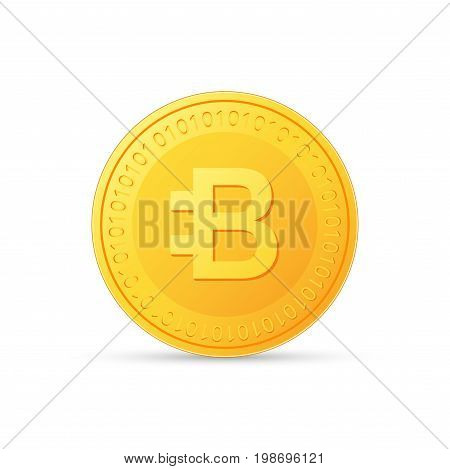 Bytecoin icon is a golden color. Crypto currency isolated on white background. Vector illustration.
