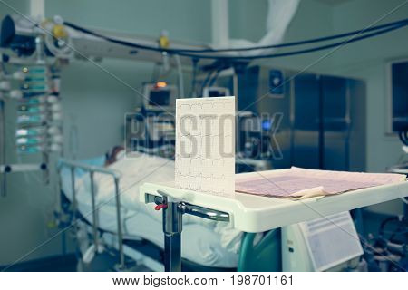 Medical documents in the hospital ward. Medical treatment plan