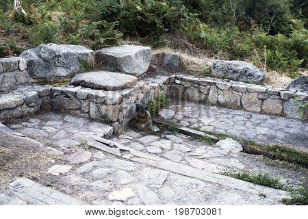 Source on the road to Los Almorchones. Becerril de la Sierra. Madrid's community. Spain