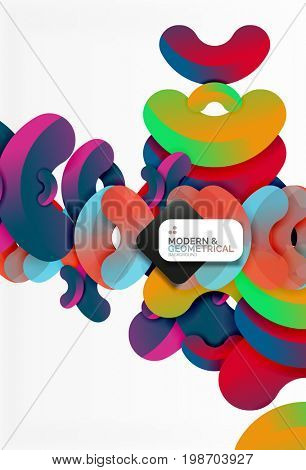Abstract color geometric round shapes on white - elements with shadow, colorful composition