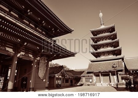 TOKYO, JAPAN - MAY 15: Historical architecture in temple on May 15, 2013 in Tokyo. Sensoji Temple, founded in 645 CE, making it the oldest temple in Tokyo.