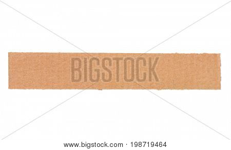 Piece of corrugated cardboard torn, isolated on white background. Cardboard texture ragged edge.