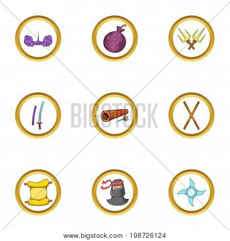 Ninja assassin icon set. Cartoon set of 9 ninja assassin vector icons for web isolated on white background