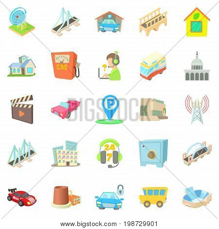 Burg icons set. Cartoon set of 25 burg vector icons for web isolated on white background