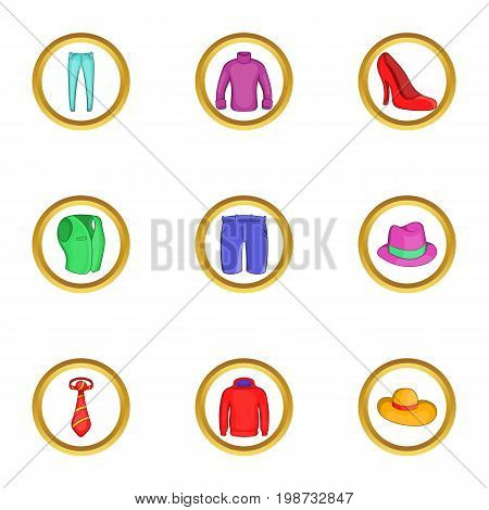Modern clothes icon set. Cartoon set of 9 modern clothes vector icons for web isolated on white background