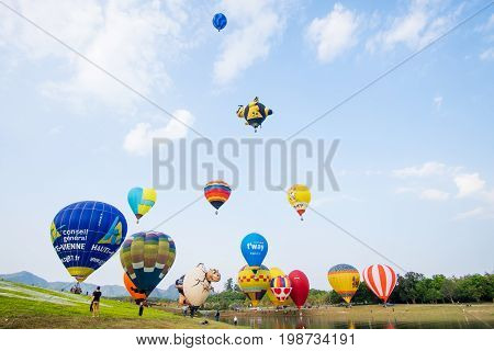 Chiangrai Thailand - Febuary 17 2017 : Singha Park International Balloon Fiesta 2017 In Singha Park,