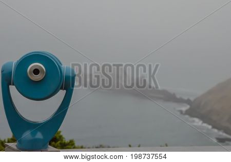 Telescope view of the rocks on the coastline