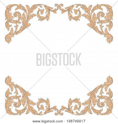 Vintage baroque frame scroll ornament engraving border floral retro pattern antique style acanthus foliage swirl decorative design element filigree calligraphy vector | damask - stock vector