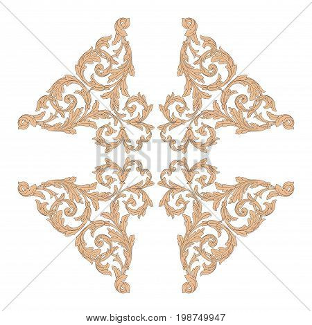 Vintage baroque frame scroll ornament engraving border floral retro pattern antique style acanthus foliage swirl decorative design element filigree calligraphy vector | damask - stock vector