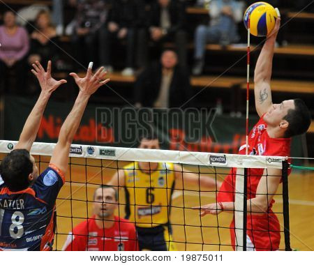 KAPOSVAR ฮังการี - 6 กุมภาพันธ์: Juan แซ Ferreyra นัดลูกที่เป็นโวลีกยุโรปกลาง