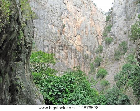 view inside saklikent deep gorge canyon turkey