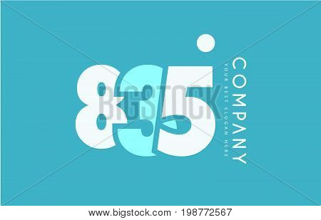 Number 835 Blue White Cyan Logo Icon Design