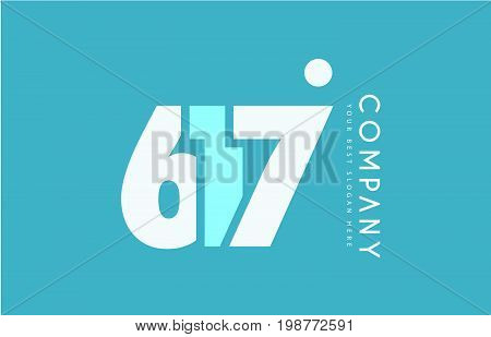 Number 617 Blue White Cyan Logo Icon Design