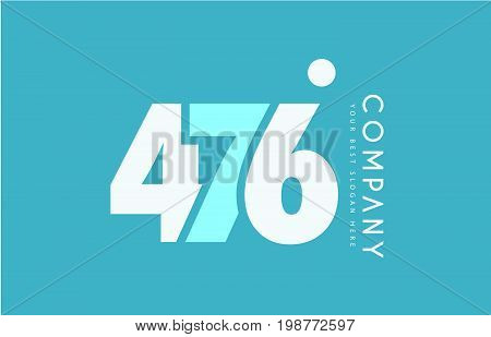 Number 476 Blue White Cyan Logo Icon Design