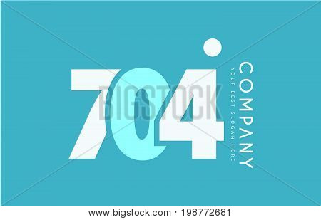 Number 704 Blue White Cyan Logo Icon Design