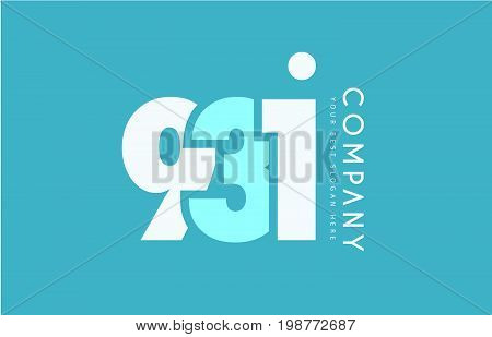Number 931 Blue White Cyan Logo Icon Design
