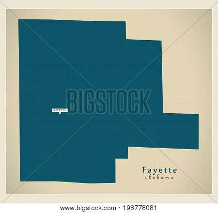 Modern Map - Fayette Alabama County Usa Illustration