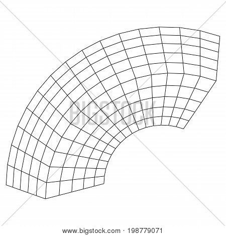Wireframe Mesh Bend Box. Connection Structure. Digital Data Visualization Concept. Vector Illustration.