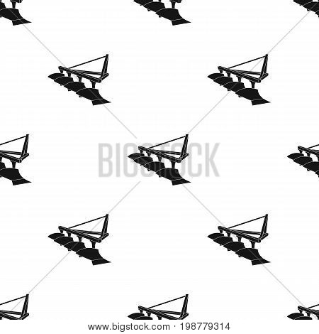 Red metal attachment to the tractor for plowing fields.Agricultural Machinery single icon in black style vector symbol stock web illustration.