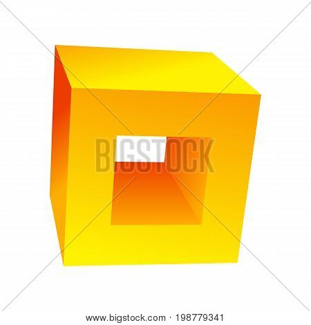 Cube icon for your business promotional artwork. Abstract square graphic design for flyers, banners, presentations. Vector illustration.