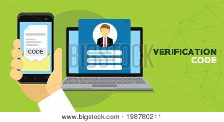 verification code message confirmation for account vector illustration