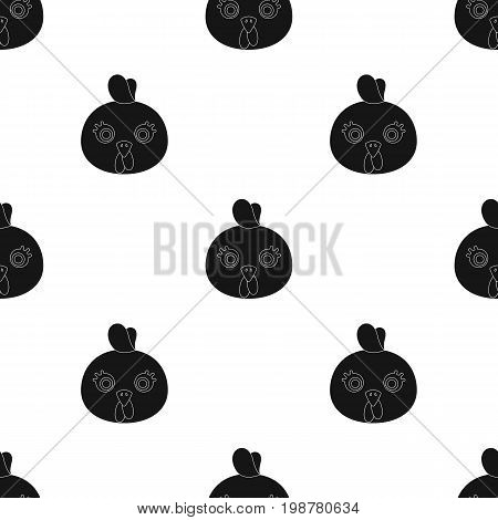 Hen muzzle icon in black design isolated on white background. Animal muzzle symbol stock vector illustration.