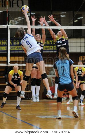 Kaposvar, Ungarn 17. Januar: Rebeka Rak (9) schlägt die Kugel auf die ungarische nb i. Liga Frau 