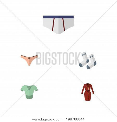 Flat Icon Garment Set Of Foot Textile, Underclothes, Lingerie And Other Vector Objects