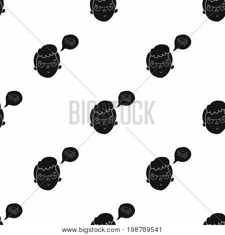 Businessman dreaming about money icon in black design isolated on white background. Conference and negetiations symbol stock vector illustration.
