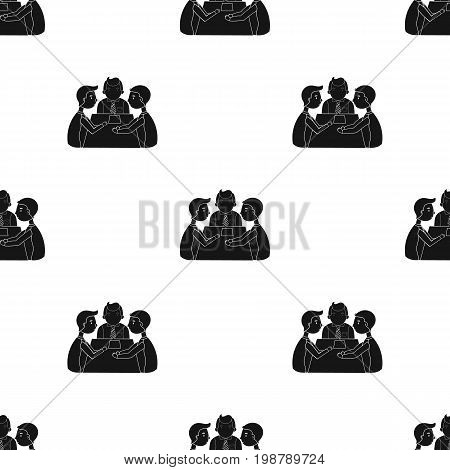 Conference icon in black design isolated on white background. Conference and negetiations symbol stock vector illustration.