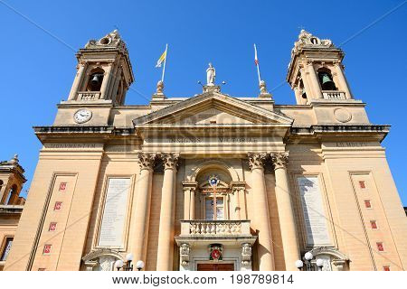 Front view of the Marina Bambina Basilica Senglea Malta Europe.