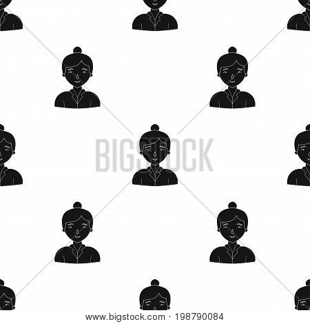 Businesswoman icon in black design isolated on white background. Conference and negetiations symbol stock vector illustration.