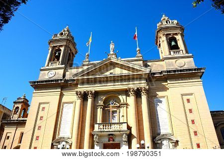 Front view of the Marina Bambina Basilica Senglea Malta Europe.