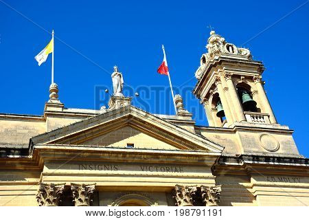 View of the top of the Marina Bambina Basilica Senglea Malta Europe.