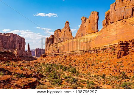 Park Avenue Trailhead view in Arches National Park Moab Utah