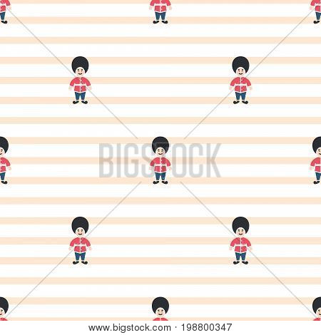 Queen guardsman cute seamless striped vector pattern. Red and blue on white pastel pink thin design background texture.