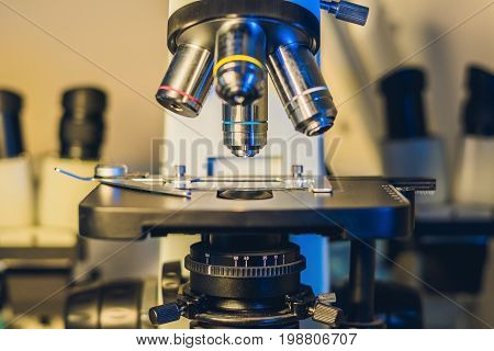 Optical Microscope With Four Different Objective Lenses