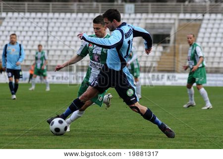 KAPOSVAR ฮังการี - 27 มีนาคม: Balazs (L) และ Horvath (R) ในการดำเนินการที่เป็นแชมป์ประเทศฮังการี