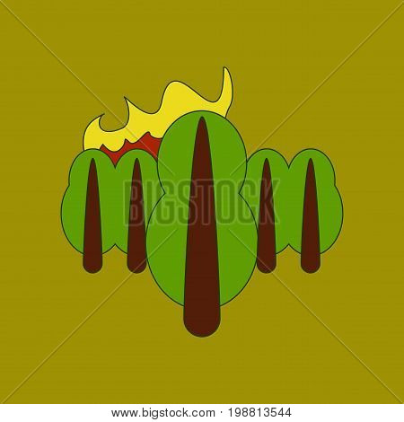 flat icon on stylish background fire in the forest