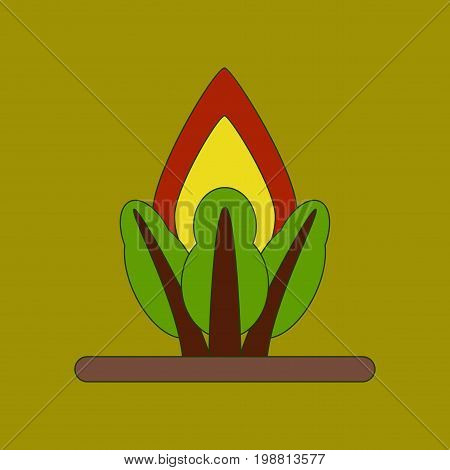 flat icon on stylish background fire in the forest