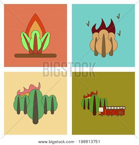 assembly of flat icons danger natural disasters