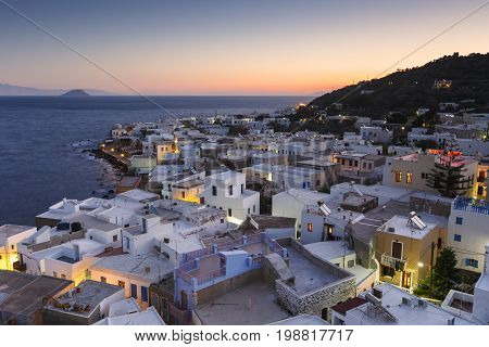 MANDRAKI, GREECE - DECEMBER 9, 2016: Early morning view of Mandraki village from the monastery, Greece on December 9, 2016.