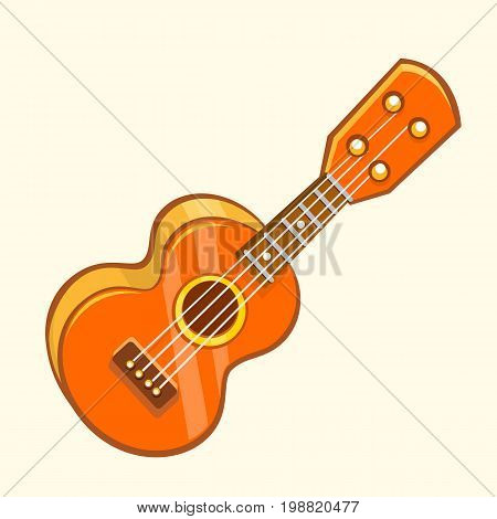 Cartoon Vector Illustration of Acoustic Guitar or ukulele. Cartoon clip art. Musical instrument icon