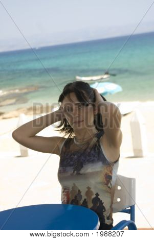 Attractive Young Woman In Cafe