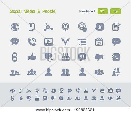 Social Media & People - Granite Icons

A set of 28 professional, pixel-perfect vector icons designed on a 32x32 pixel grid and redesigned on a 16x16 pixel grid for very small sizes.