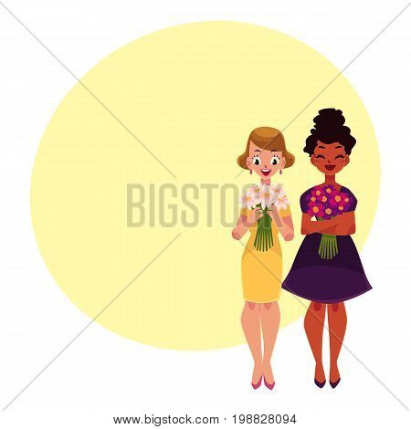 Two Women Girls Vector Photo Free Trial Bigstock