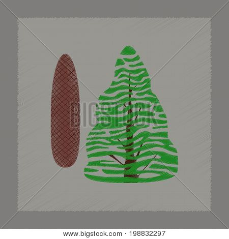 flat shading style Illustrations of plant Picea