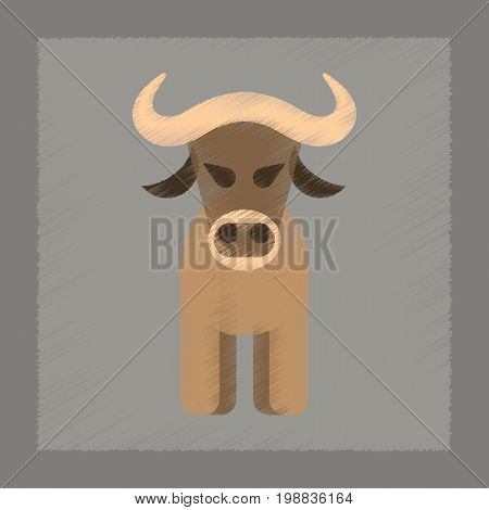 flat shading style icon of cartoon bull