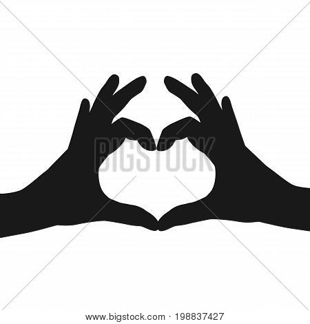 Hands making or formatting a heart symbol silhouette. Vector stock.