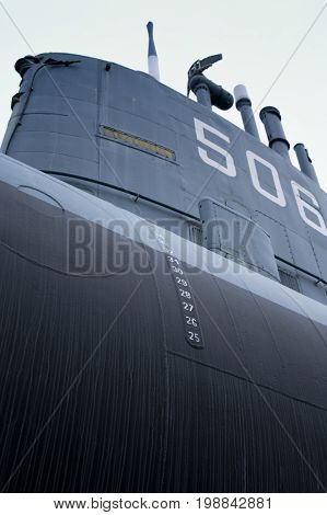 detail of a submarine in a museum of milan